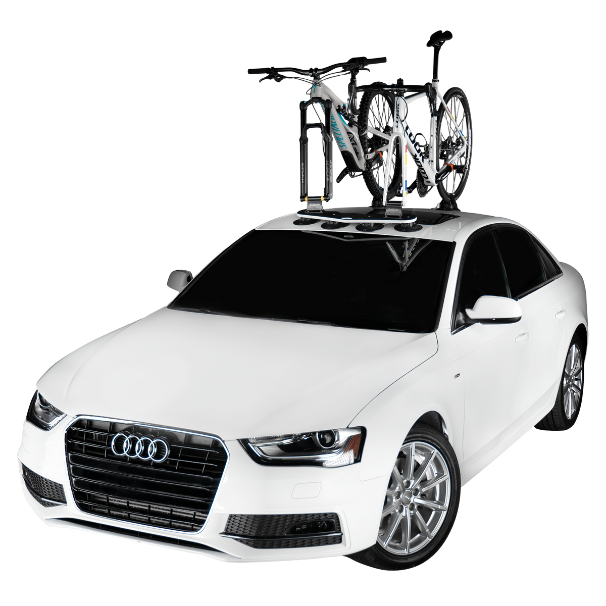 SeaSucker Roof Bike Racks Mini Bomber 2-Bike, with Rear Wheel
