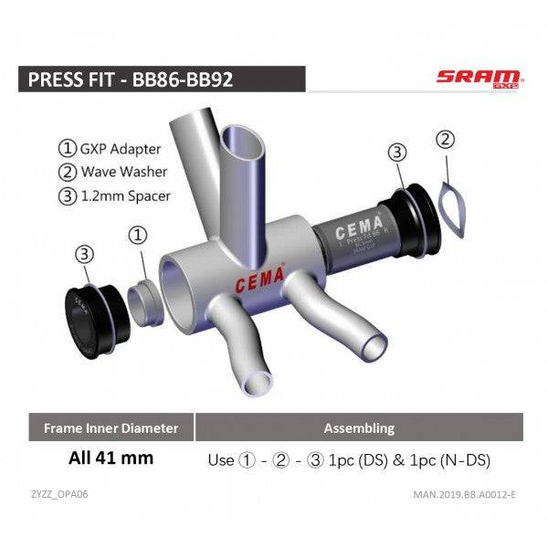 Cema Bearing Bottom Bracket PressFit BB86 with Ceramic Bearings for Road