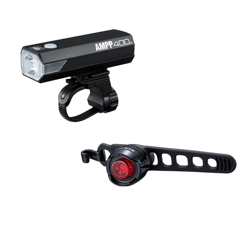 CatEye Combo Lights | AMPP400/ORB HL-EL084/LD160 (Front Rechargeable, Rear External Battery) - Cycling Boutique