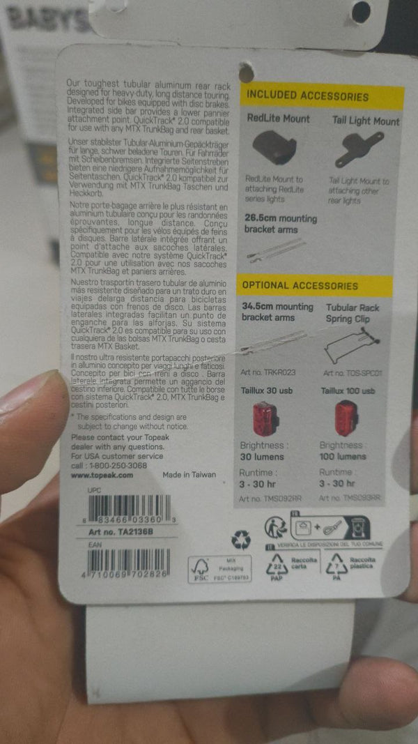 Topeak Rear Pannier Racks | SUPER TOURIST DX (Disc) (w/o Spring), TA2136B - Cycling Boutique