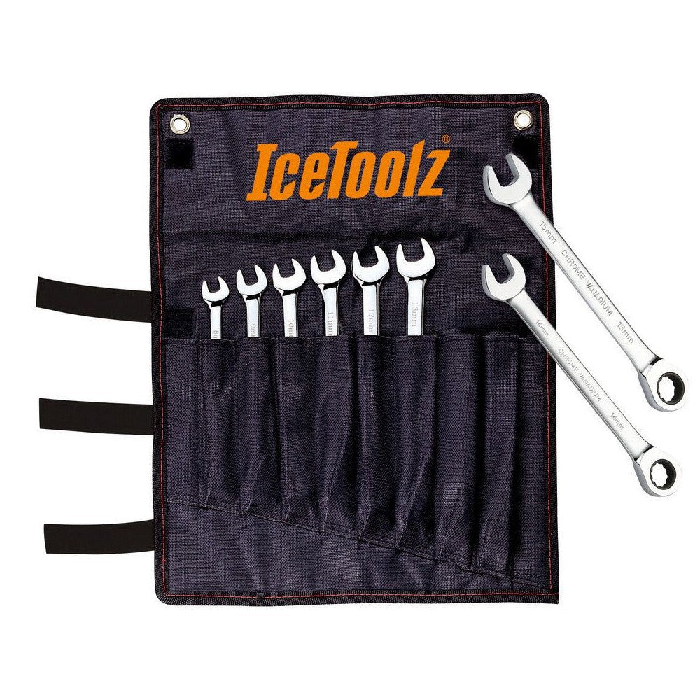 Icetoolz Open-End, Ring and Ratchet Wrench set, 8~15mm | 41B8 - Cycling Boutique