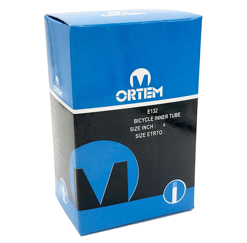 Ortem Bicycle Tube Standard Edition in various sizes, showing the durable rubber construction and size labels for cycling replacement.