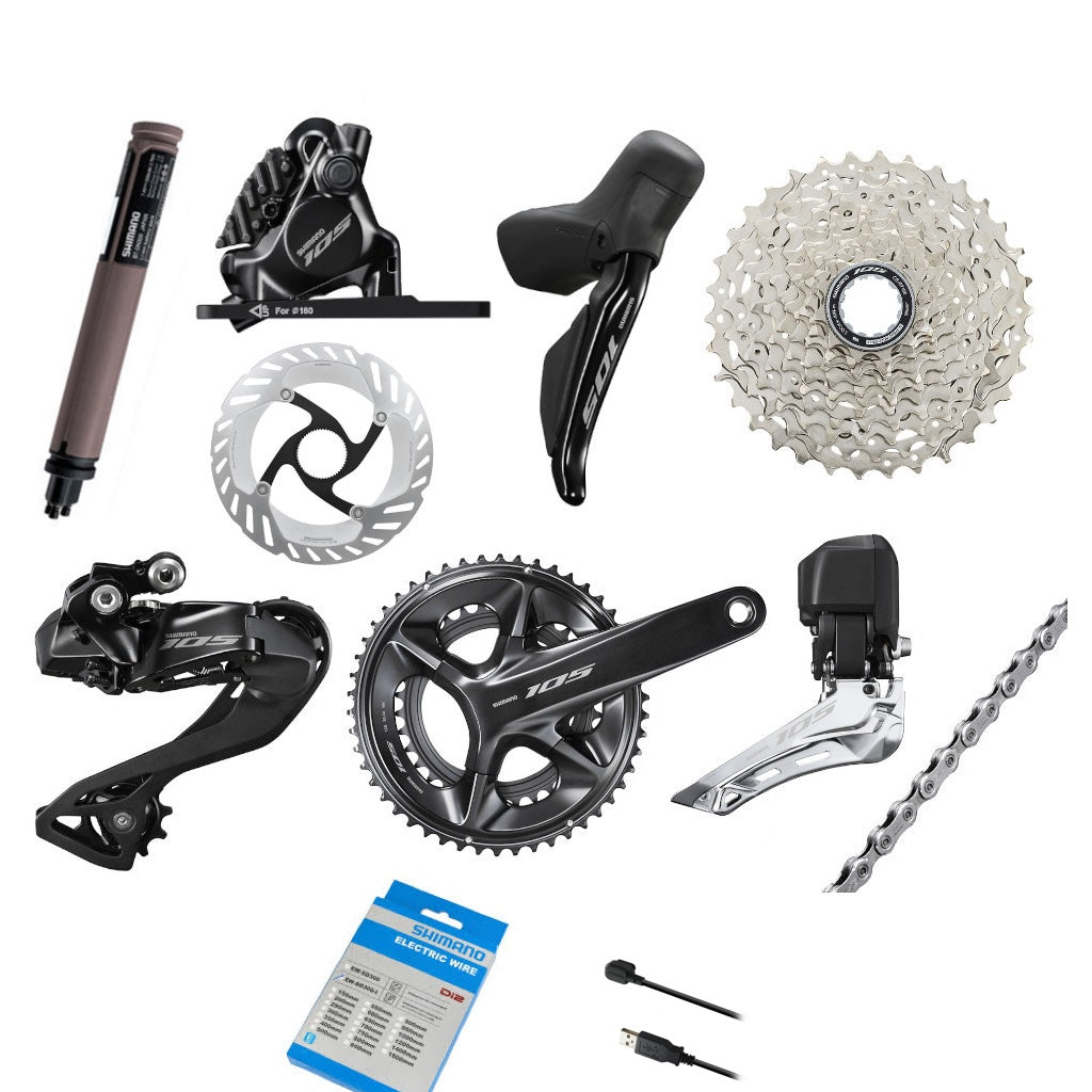 SHIMANO 105 Di2 R7170 Hydraulic Disc Groupset | 2x12-Speed, Electronic Shifting, Hollowtech II - Cycling Boutique