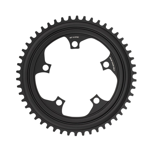 SRAM X-Sync road chainring for 1x11-speed drivetrain, 110mm BCD, black aluminum bike chainring for cycling performance.