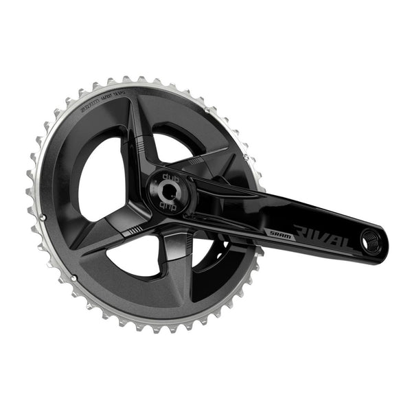 SRAM Rival AXS D1 Dub crankset for 2x12-speed bikes, featuring lightweight chainsets and high-performance bicycle crank components