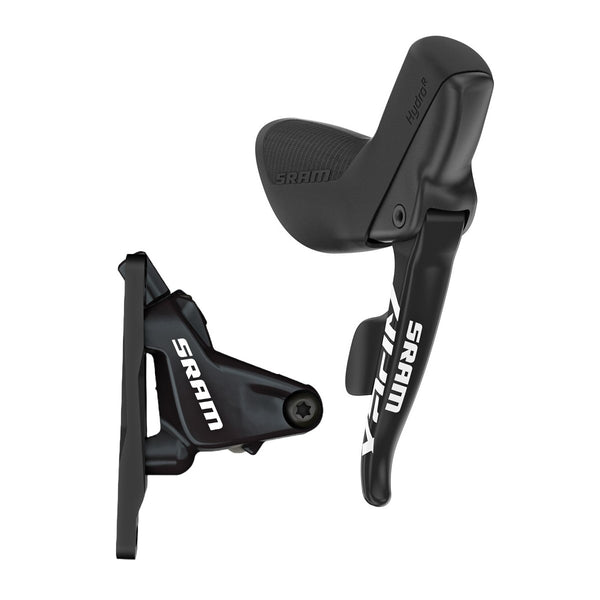 SRAM Apex HRD Doubletap shifters for 1x11-speed hydraulic disc brake system, showing right-side view of shifters and caliper.