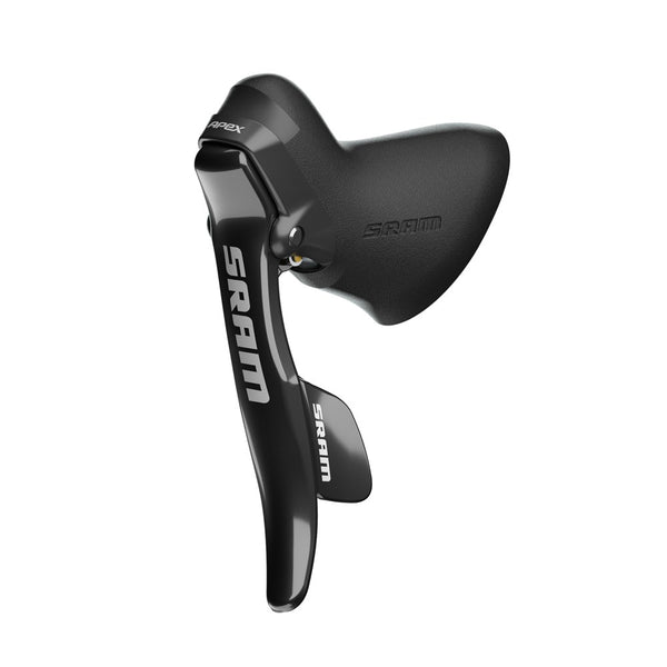 SRAM Apex doubleTap 2x10-speed shifters with ergonomic controls, shown from the left side for road or mountain bike use.