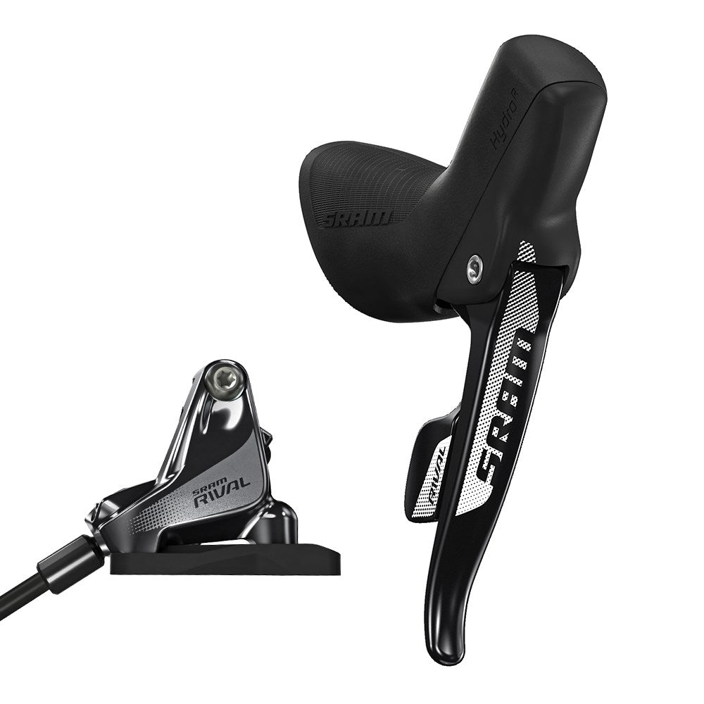 SRAM Rival 22 hydraulic disc brake shifters for 2x11-speed bikes, with direct mount design and ergonomic controls.