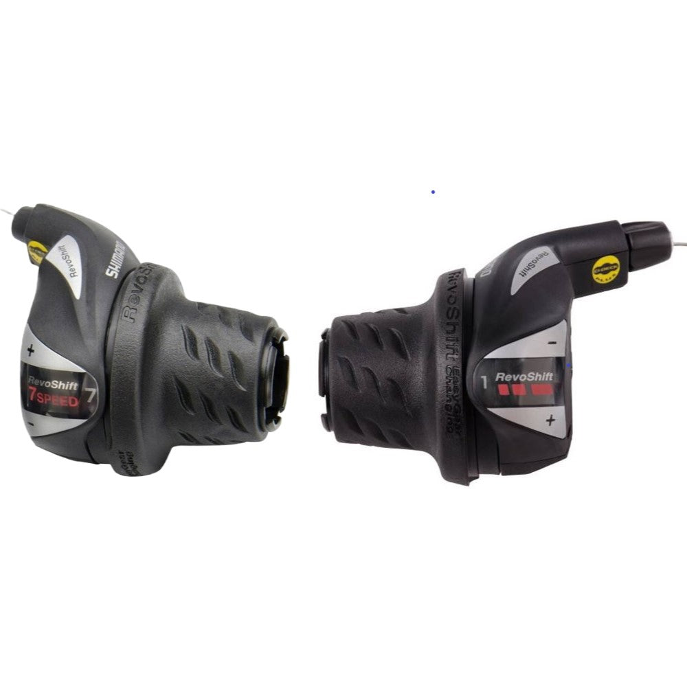 Shimano Shifters | Tourney Revoshift 3x7-Speed (SL-RS36-L Front, SL-RS36-7R Rear) Set, Black - Cycling Boutique