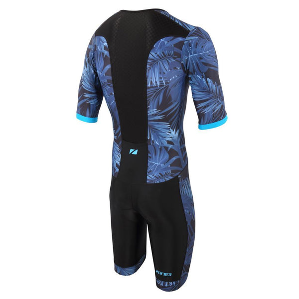 Zone 3 Tri-Suits | Men's Tropical Palm Short Sleeve Full Zip Trisuit - Cycling Boutique