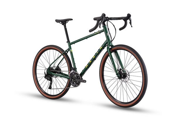 Green Marin Bikes Four Corners 1 gravel road bike with CUES drivetrain, designed for adventure, touring, and gravel riding.