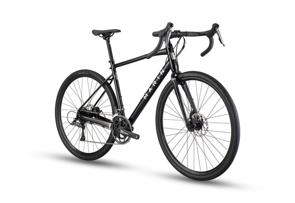 Marin Bikes Gestalt Base 2026 alloy road bike for endurance, gravel, and adventure, shown in black.