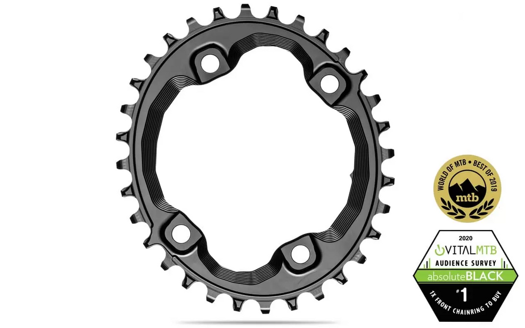Absolute Black Oval MTB Chainring 1x Shimano 96 BCD, XT M8000 - Cycling Boutique