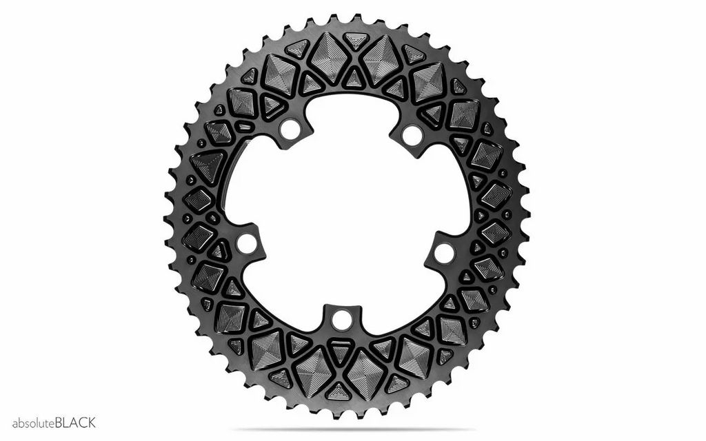Absolute Black Oval Road Chainring 2x 110/5 BCD Shimano - Cycling Boutique