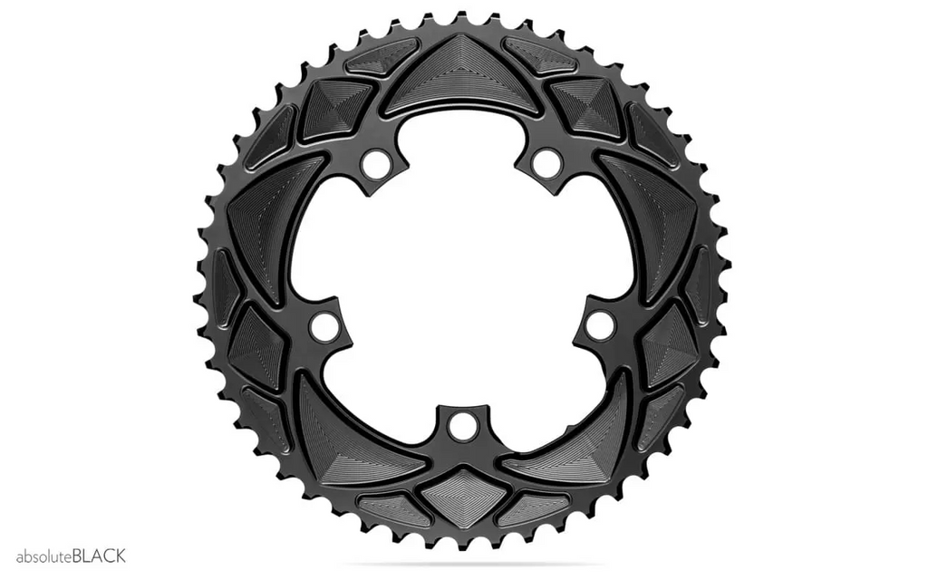 Absolute Black Round Road Chainring 2x 110/5 BCD Shimano - Cycling Boutique