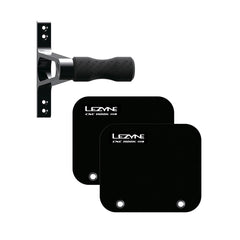 Lezyne bike display mount with CNC alloy wheel hook for bicycle storage and stand organization.