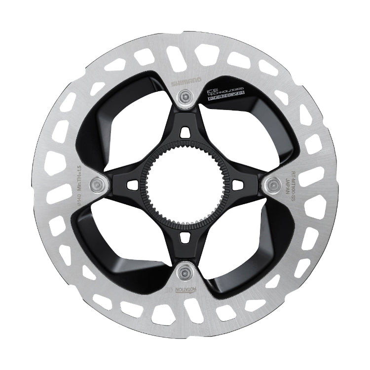 Shimano XTR RT-MT900 disc brake rotor, 140mm center lock brake rotor for mountain bikes, showing the rotor's detailed design.