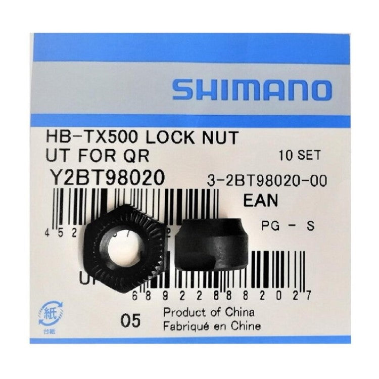 Shimano HB-TX500 lock nut unit for quick release bike hub, small part for wheel attachment and secure fitting.