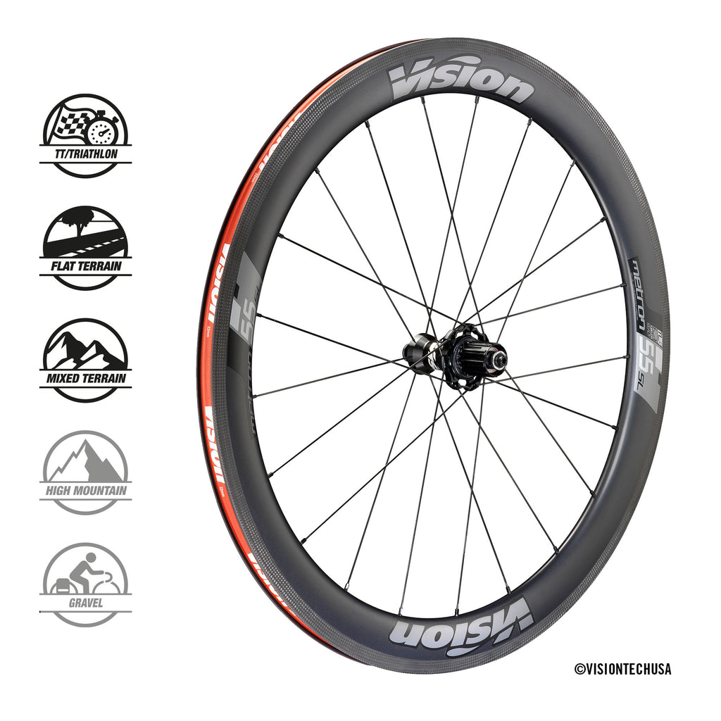 Vision USA Wheelset | Metron 55 SL Carbon Clincher/TL, Rim Brake - Cycling Boutique