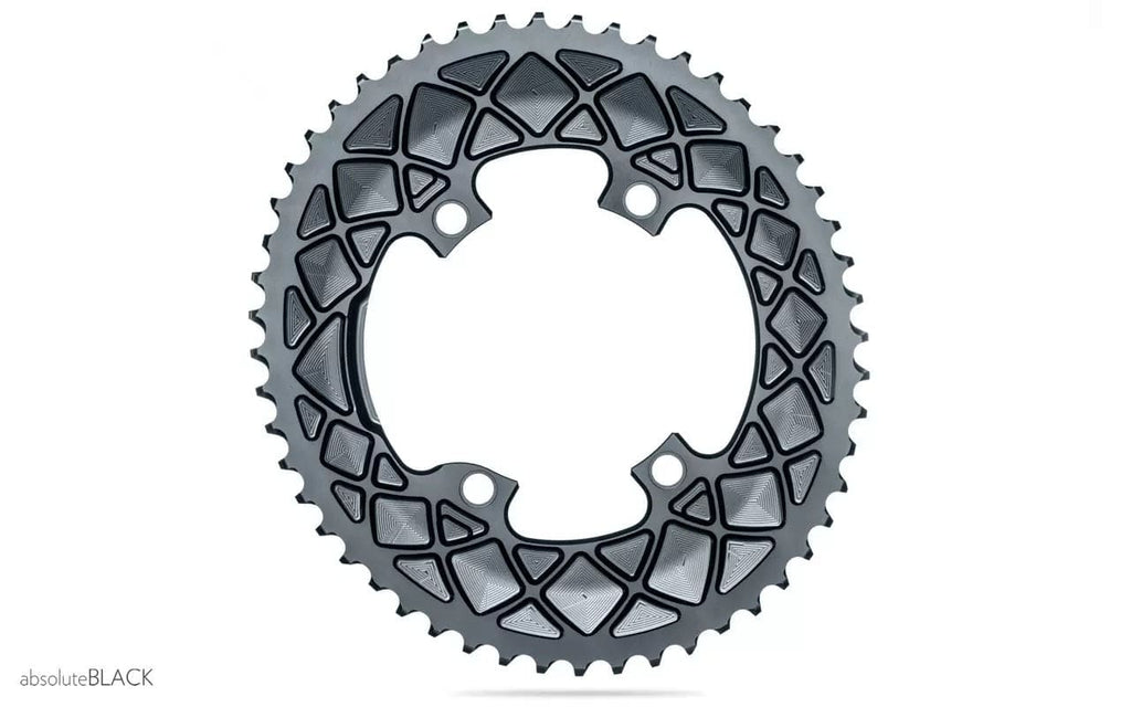 Absolute Black Oval Road Chainring 2x 110/4 BCD | Cycling Boutique