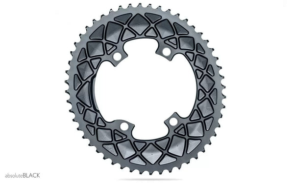 Absolute Black Oval Road Chainring 2x 110/4 BCD Shimano 9100/8000/7000 - Cycling Boutique