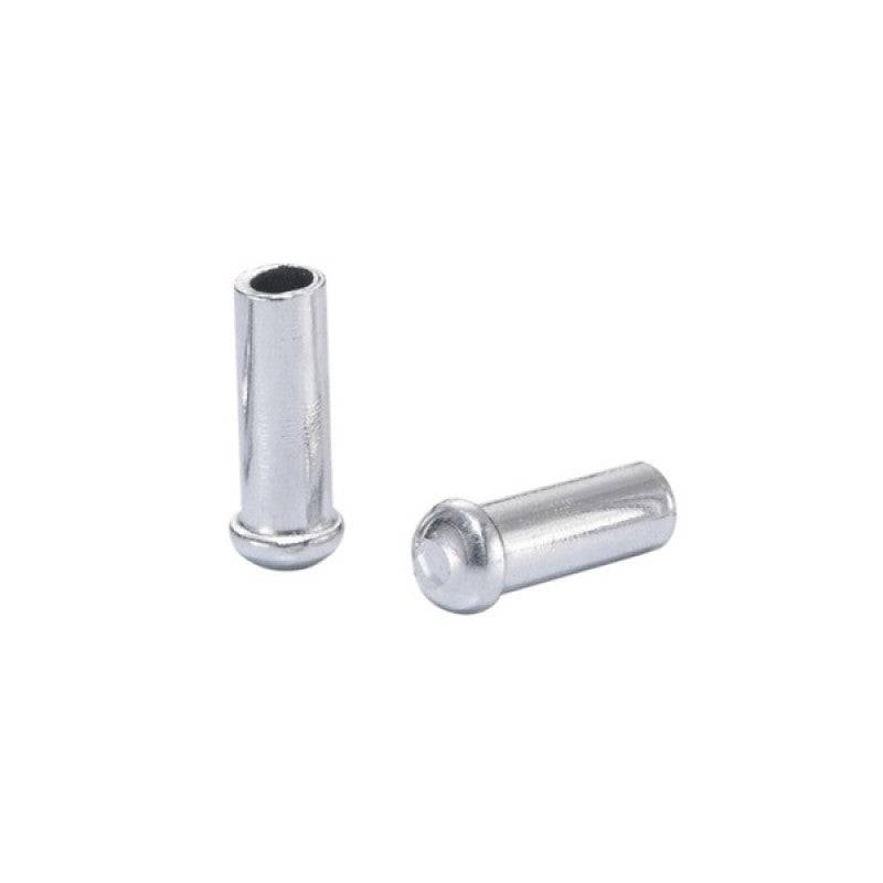 Alligator alloy cable end caps for brakes cables, 2.0mm size, used for crimping, silver color, single piece.