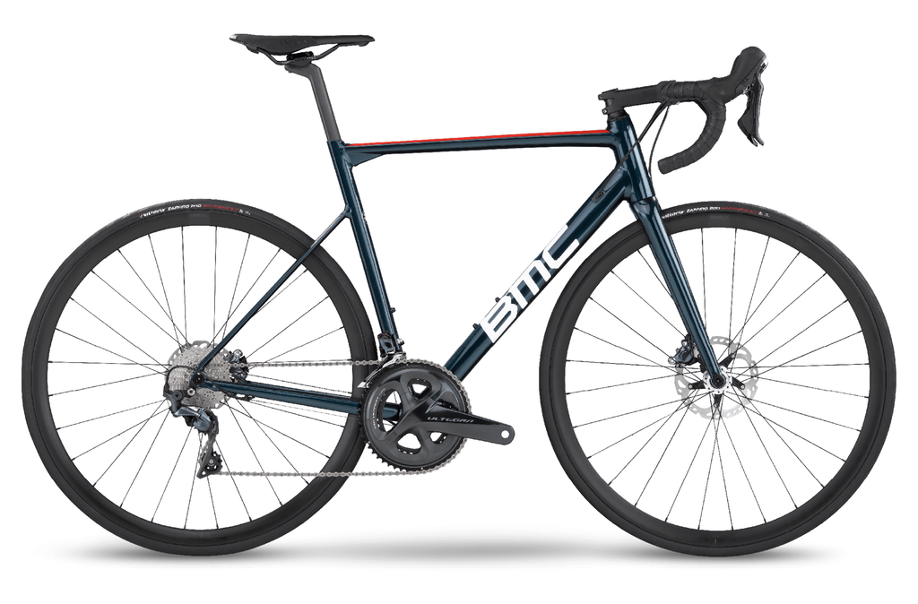 BMC Teammachine ALR ONE Disc road bike in deep sea white with Shimano Ultegra, 2022 model, featuring lightweight frame and disc brakes.