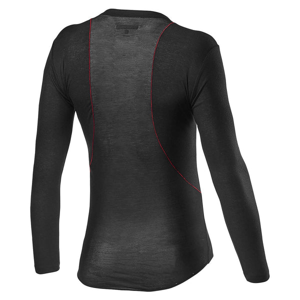 Black Castelli Prosecco Tech Long Sleeve base layer for winter, designed for warmth and moisture management during cold weather.