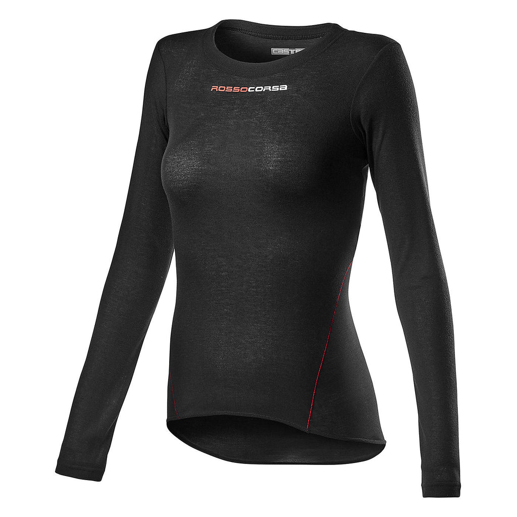 Castelli Prosecco Tech women's long sleeve base layer in black, designed for winter warmth and moisture management.