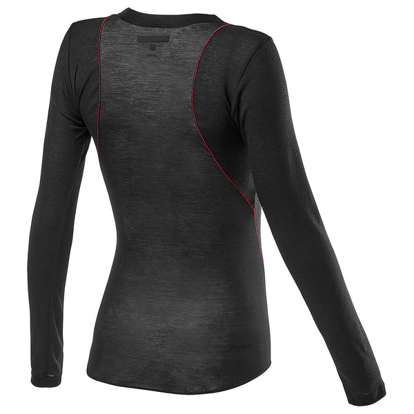 Black Castelli Prosecco Tech women's long sleeve base layer for winter, designed for warmth and moisture management.