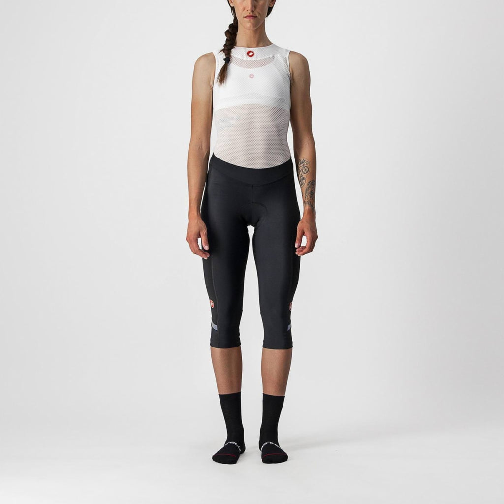 Black and dark grey Castelli Velocissima 2 knickers, cycling bibtights with fitted design and breathable fabric for active riding.