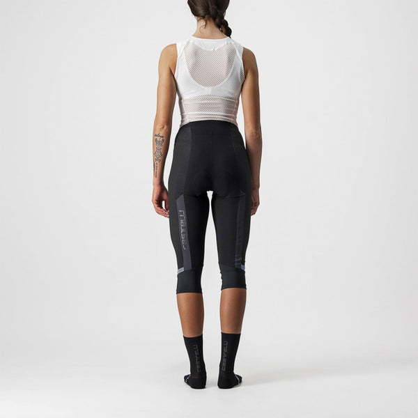 Black and dark grey Castelli Velocissima 2 knickers, lightweight bibtights with padded chamois for cycling comfort.