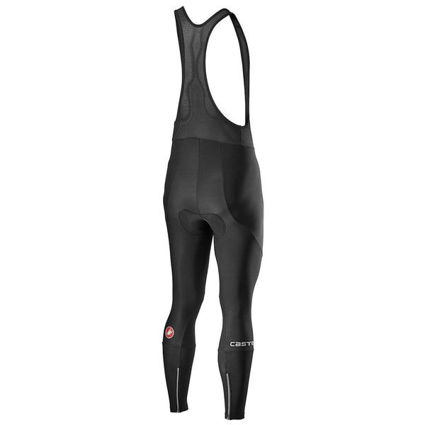 Black Castelli Entrata Winter Bib Tight for men, insulating cycling bib tights with padded seat and thermal fabric.
