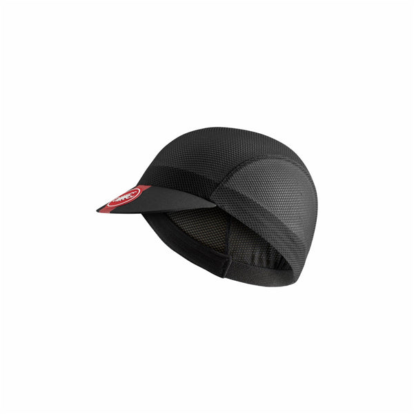 Black Castelli cycling cap from the A/C Headwear collection, unisex design, lightweight and comfortable for cycling.