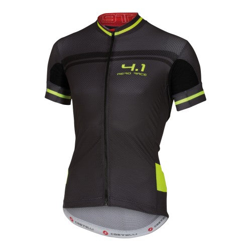 Castelli Free AR 4.1 blue cycling jersey with short sleeves and zip front, designed for performance and comfort.