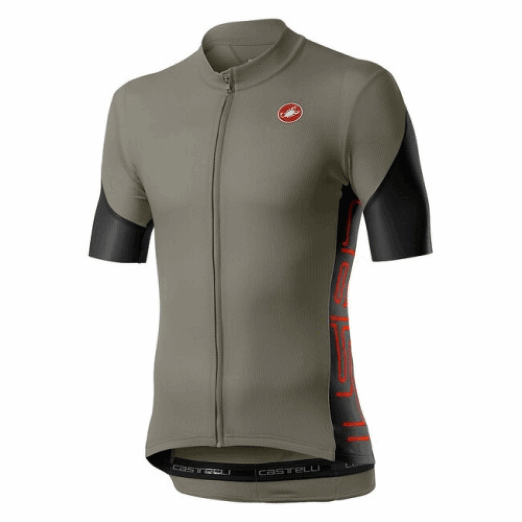 Light black Castelli Entrata V jersey, a breathable cycling jersey with short sleeves and sleek design.