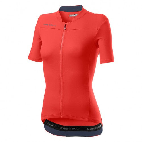 Light black and red Castelli Women's Anima 3 jersey with breathable fabric and fitted design for cycling comfort.