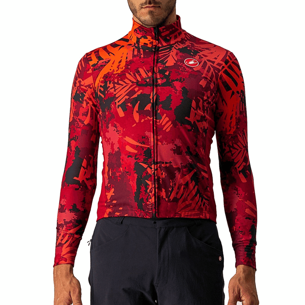 Castelli Unlimited Thermal winter jersey in light military green, designed for cold weather cycling comfort.