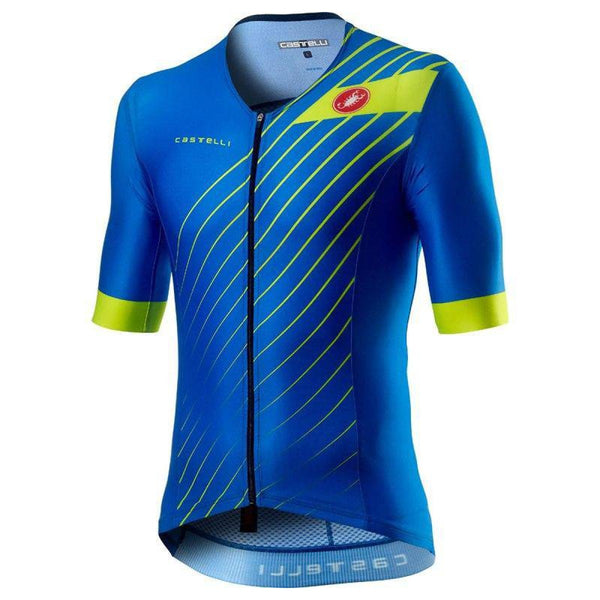 Red Castelli Triathlon Tops Free Speed 2 Race Jersey, close-up of lightweight, breathable jersey with Castelli branding and race fit.