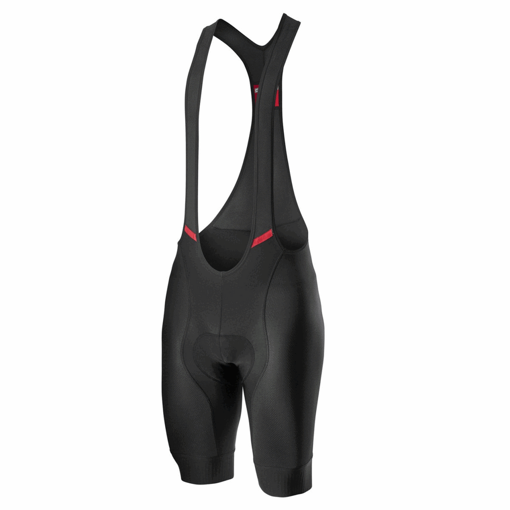 Black Castelli Competizione Bib Shorts designed for cycling with a snug fit and breathable fabric for comfort during rides.