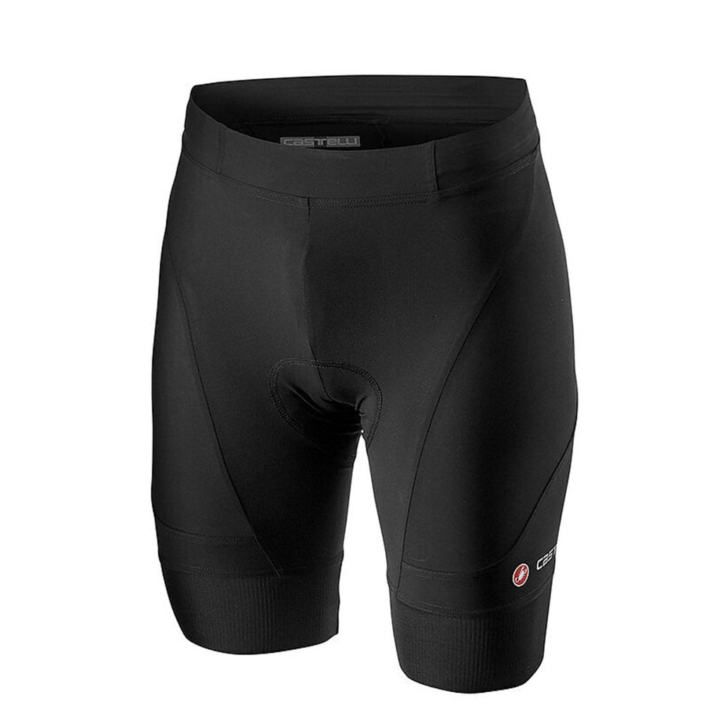 Black Castelli Endurance 3 cycling shorts with padded chamois, designed for comfort and performance during long rides.