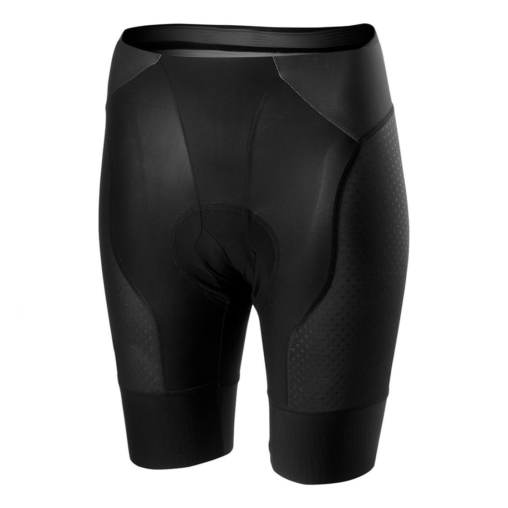 Black Castelli Free Aero Race 4 cycling shorts with bib straps, designed for aerodynamic performance and comfort.