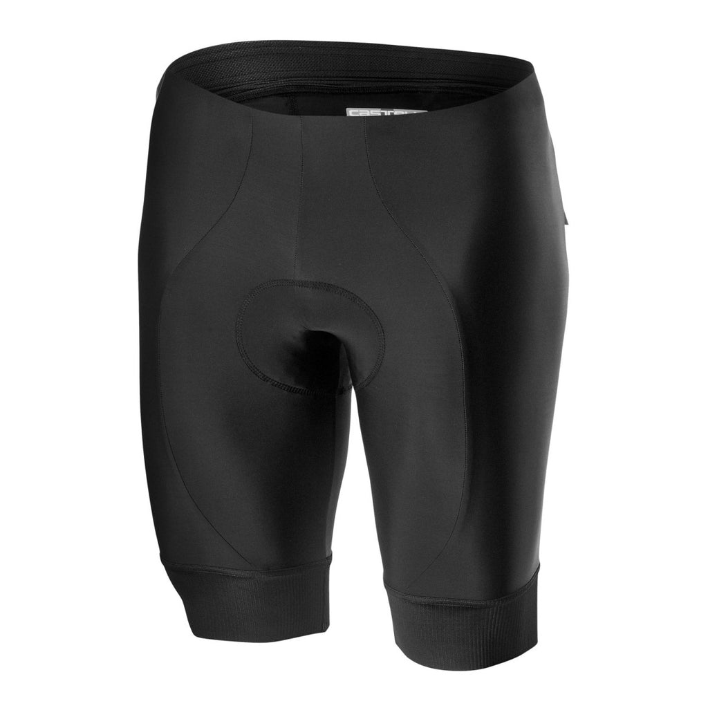 Black Castelli Entrata shorts, cycling shorts with a sleek design and comfortable fit, suitable for active riding.