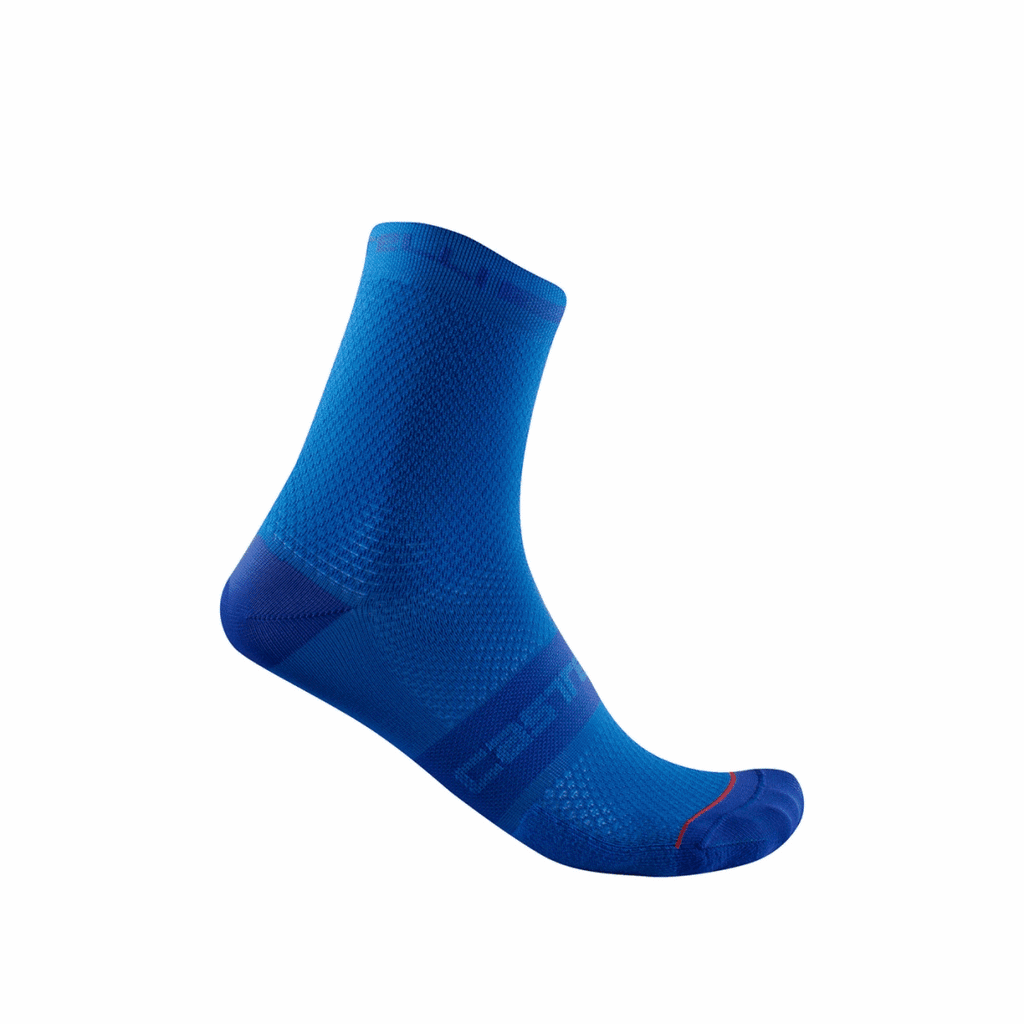 Black Castelli Superleggera T12 socks in size L/XL, lightweight cycling socks with breathable fabric and comfortable fit.