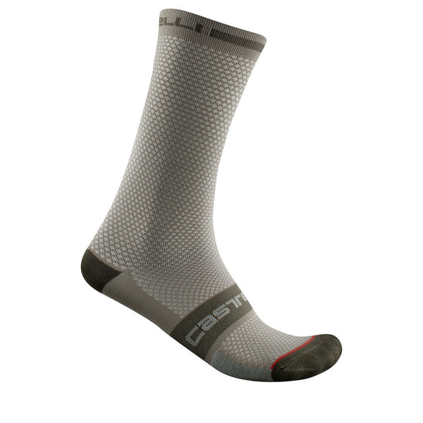 Black Castelli Superleggera T18 sock in size L-XL, featuring lightweight, breathable cycling sock design with logo details.