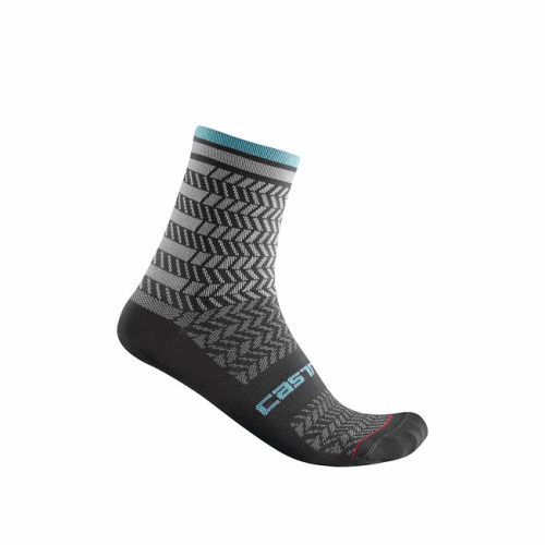 Dark gray Castelli Avanti 12 socks, athletic crew socks with branded logo, designed for cycling and sports activities.