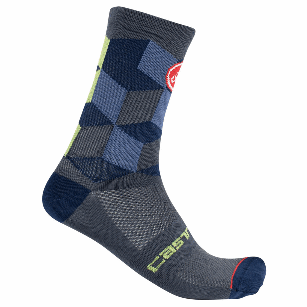 Gray Castelli Unlimited 15 socks with forest pattern, size XL, showcasing comfortable cycling sock design and breathable fabric.