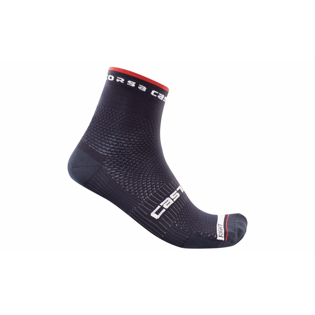 Castelli Rosso Corsa Pro 9 cycling socks in Savile Blue, featuring breathable fabric and technical design for performance.