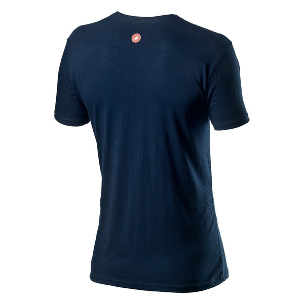 Dark blue Castelli logo T-shirt, short-sleeve cotton tee featuring the Castelli brand logo on the front.