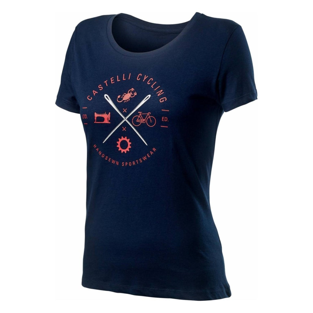 Dark blue Castelli Sarta Tee T-shirt with subtle logo details, made from soft, comfortable fabric for casual wear.